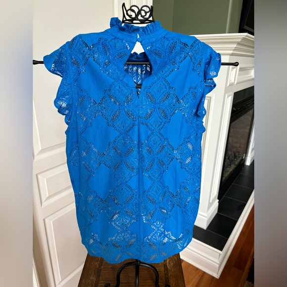 Reitman’s size small electric blue lace sheer blouse. - Picture 3 of 15